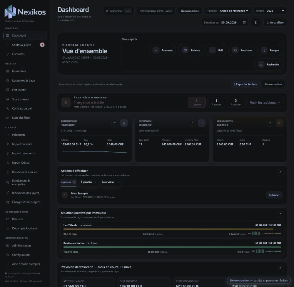 Nexikos — Dashboard di gestione locativa